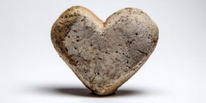 Rock shaped like a heart on a white background