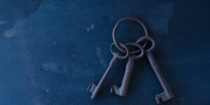 Ring of three old metal keys