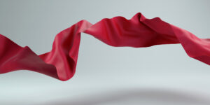 Red scarf blowing in the wind.